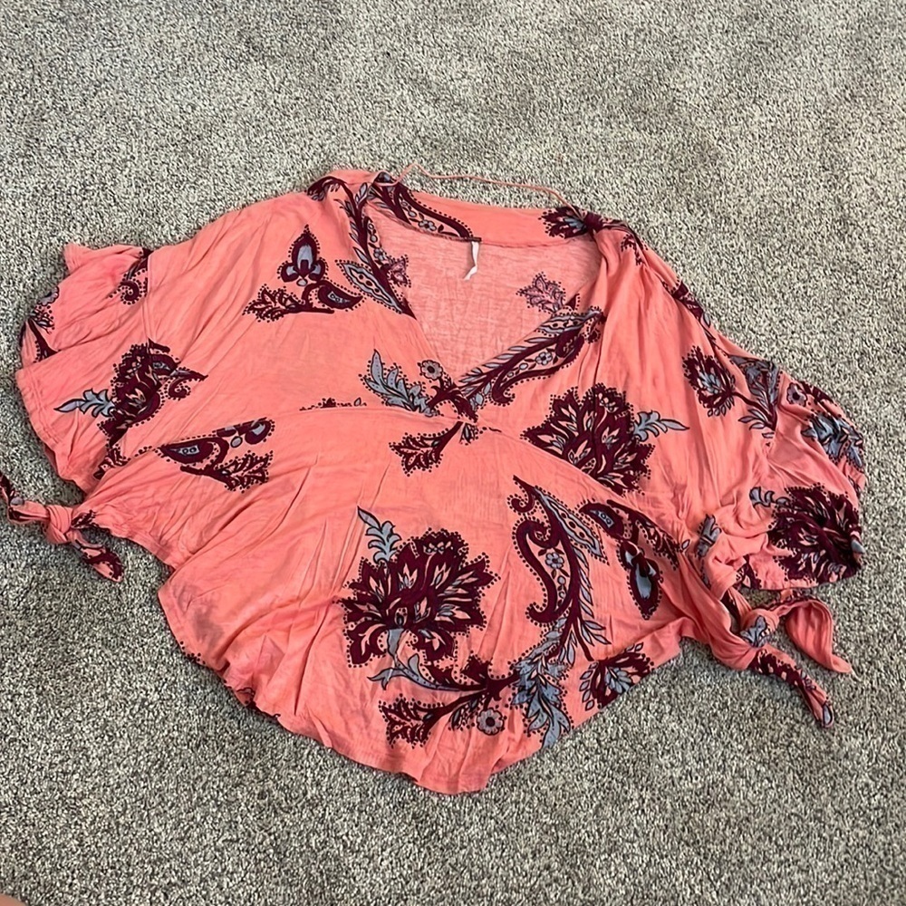 Free people Maui Waui paisley tie top XS pink